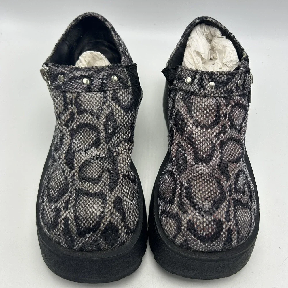 Vintage Loafers Womens 7.5 Y2K Chunky Platform Faux Snakeskin 90s Hippie Read
